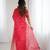 pink foil print georgette saree with unstitched blouse