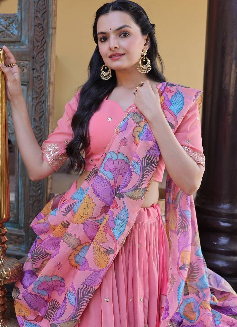 Art  Silk Sequins Embroidered Lehenga choli with dupatta
