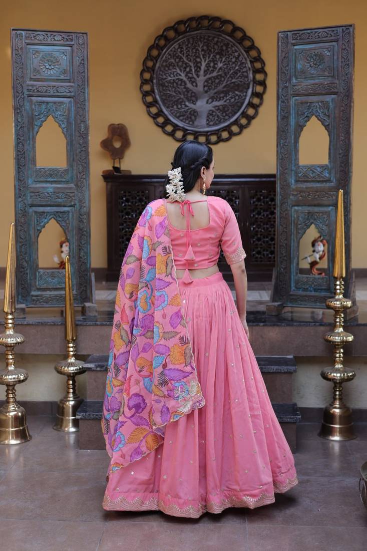 Art  Silk Sequins Embroidered Lehenga choli with dupatta