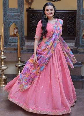 Art  Silk Sequins Embroidered Lehenga choli with dupatta 1