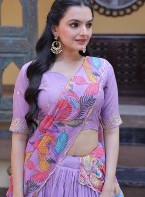 Art silk sequins embroidered lehenga choli with dupatta 2