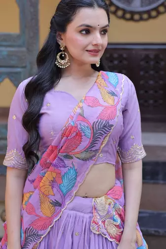 Art silk sequins embroidered lehenga choli with dupatta