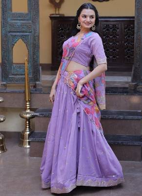 Art silk sequins embroidered lehenga choli with dupatta 1