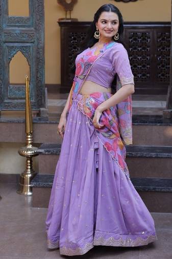 Art silk sequins embroidered lehenga choli with dupatta