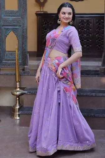 Art silk sequins embroidered lehenga choli with dupatta