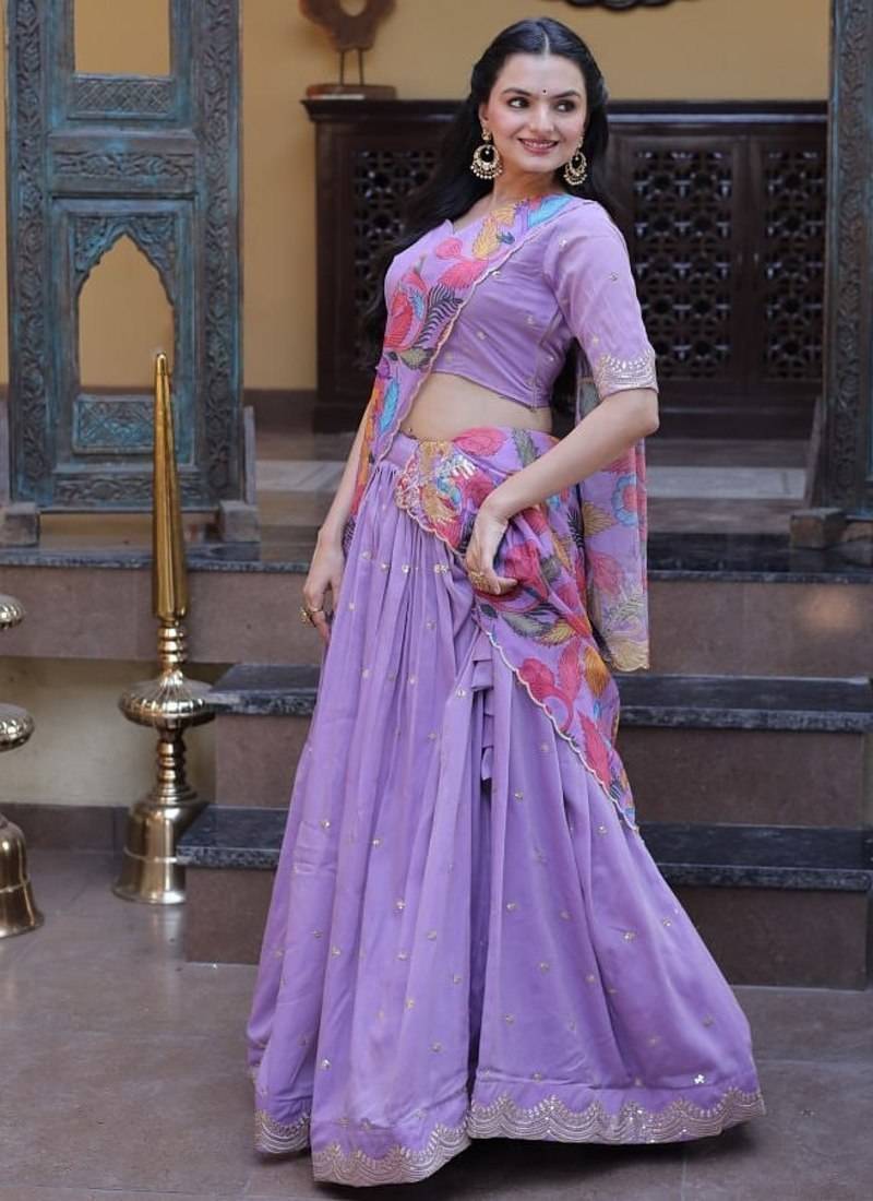 Art silk sequins embroidered lehenga choli with dupatta