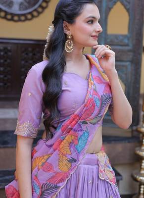 Art silk sequins embroidered lehenga choli with dupatta 4