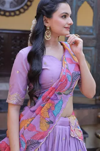 Art silk sequins embroidered lehenga choli with dupatta
