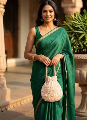 pastel peach pearl embroidered potli bag 2