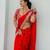 red embroidered georgette saree with unstitched blouse
