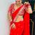 red embroidered georgette saree with unstitched blouse