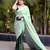 green ombre chinnon saree with unstitched blouse