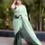 green ombre chinnon saree with unstitched blouse