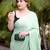 green ombre chinnon saree with unstitched blouse
