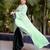 green ombre chinnon saree with unstitched blouse