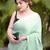 green ombre chinnon saree with unstitched blouse