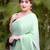 green ombre chinnon saree with unstitched blouse