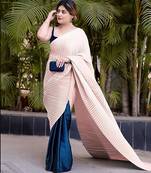 peach ombre chinnon saree with unstitched blouse