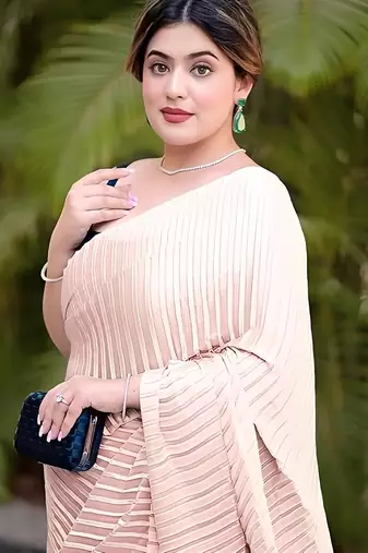 peach ombre chinnon saree with unstitched blouse