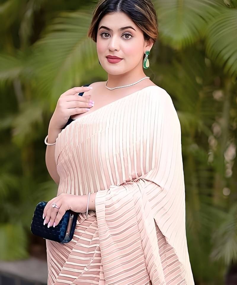 peach ombre chinnon saree with unstitched blouse
