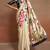 beige digital print satin saree with unstitched blouse
