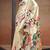 beige digital print satin saree with unstitched blouse