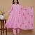 pink rayon embroidered kurta sets