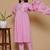 pink rayon embroidered kurta sets