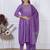 women's rayon handprinted flared anarkali embroidered kurti with pant & dupatta set | Anarkali Suit