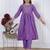 women's rayon handprinted flared anarkali embroidered kurti with pant & dupatta set | Anarkali Suit