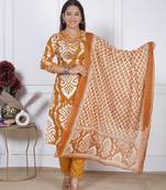 Women’s printed kurta pant dupatta set traditional indian suit set with printed dupatta set