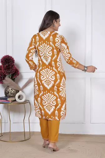 Women   s printed kurta pant dupatta set traditional indian suit set with printed dupatta set