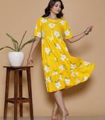 yellow rayon printed dress