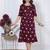Women’s maroon heart print casual, Office & Party wear knee length dress for women