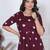 Women’s maroon heart print casual, Office & Party wear knee length dress for women