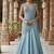 Sky blue zari sequence beads embroidery work half sarees for women's