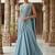 Sky blue zari sequence beads embroidery work half sarees for women's
