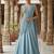 Sky blue zari sequence beads embroidery work half sarees for women's