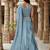 Sky blue zari sequence beads embroidery work half sarees for women's