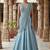 Sky blue zari sequence beads embroidery work half sarees for women's