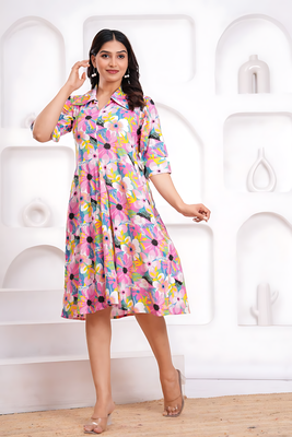 Women's rayon printed designer hanblock printed multicolor handblock indian dress 5