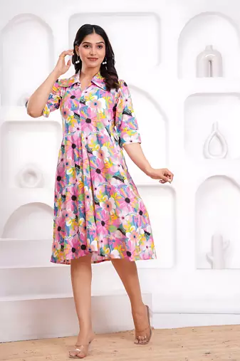 Women's rayon printed designer hanblock printed multicolor handblock indian dress