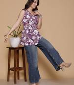 purple rayon printed dress