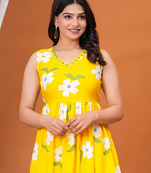 yellow rayon printed dress