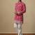 Pink multi sequence thread embroidery work silk kurta set for men