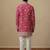 Pink multi sequence thread embroidery work silk kurta set for men