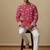 Pink multi sequence thread embroidery work silk kurta set for men