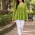 Anushil floral printed short kurti for women | cotton blend a-line tunic top | v-neck gathered top