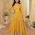 Mustard faux viscose jacquard silk with embroidery work anarkali suit free size stitched 42