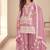 Faux chinon embroidered salwar suit in light pink - free size stitched 42